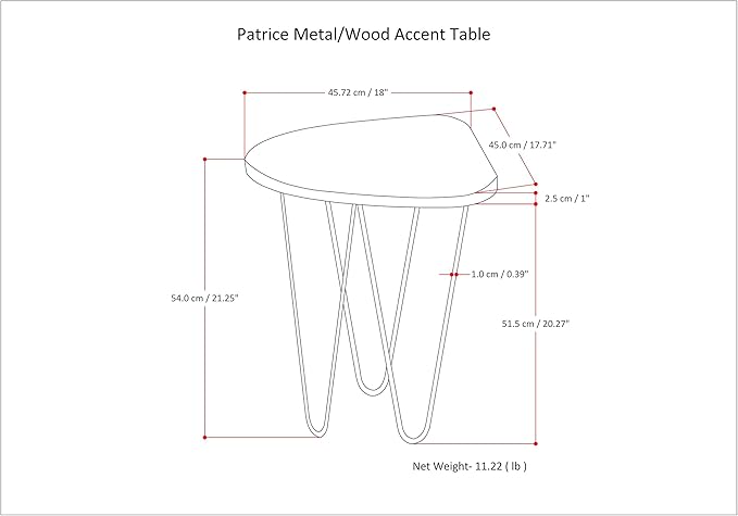 SIMPLIHOME Patrice Modern 18 inch Wide Metal and Wood Accent Side Table in Dark Brown for the Living Room and Bedroom