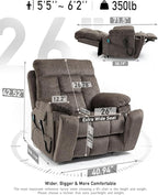 26in Extra Large Lazy Boy Recliner Chair for Tall Men Up to 6'2"/350lb Adjustment Power Lift Recliner Chair with Cupholder, Massage Chair Recliner with Lumbar Heating