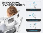 Ergonomic Office Chair: White Computer Desk Chair Comfy Gaming Chair for Adults - Office Chair with Lumbar Support & Headrest - Executive Office Rolling Chairs for Home Work (Grey)