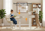Seang Electric Height Adjustable Standing Desk, 55 x 24 Inch Sit-Stand Desk with T-Shaped Frame, 3 Memory Presets & Cable Management for Home Office Computer Workstation, White Frame/Nature Top