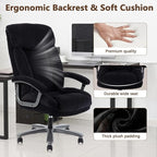 CLATINA Big and Tall Executive Office Chair, Extra Wide Seat, 800 LBS Capacity Heavy Duty Ergonomic Cloth Desk Chair with Wheels and Padded Armrests, High Back Fabric Computer Task Chair, Black
