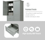 P PURLOVE Bathroom Storage Cabinet with 3 Drawers,Tall and Wide Bathroom Cabinet Standing,Wood Freestanding Tall Bathroom Cabinet for Kitchen,Living Room