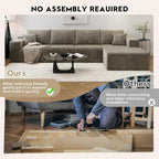 135.4" Cloud Sectional Couch with L-Shape Chaise,Modern Modular Sofa with Deep Seat, Upholstered Couches for Living Room Bedroom Apartments,No Assembly Required, (Camel,Right Facing Chaise)