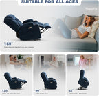 HUSFU Oversized Power Lift Recliner Chairs for Elderly with Massage and Heat, Wide Recliners Chair,Upgraded Chenille Lift Chairs w/Cup Holders, USB & Type-C Ports,Blue,1PC