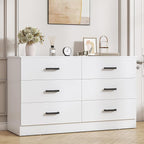 Bigbiglife Wood Dresser for Bedroom, 6 Drawer Double Dresser, Modern Chest of Drawers with Deep Drawers, Large Storage Organizer for Living Room, Closet (White)