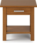 SIMPLIHOME Kitchener SOLID WOOD 21 inch Wide Square Contemporary End Side Table in Light Golden Brown for the Living Room and Bedroom