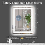 30x36 Inch LED Bathroom Mirror with Lights, Backlit and Front Lighted Bathroom Mirrors for Wall, Anti-Fog Dimmable Memory Shatterproof LED Vanity Mirror for Bathroom