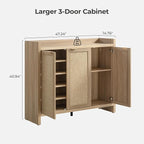 SICOTAS Shoe Storage Cabinet, 30 Pairs Rattan Shoe Cabinet Storage for Entryway, 6-Tier 41" Tall Large Shoe Cabinet, Boho Farmhouse Cabinet with Doors for Entryway Hallway Living Room, Light Oak