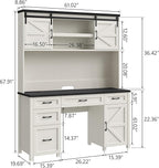 Farmhouse 67" H Executive Desk with Hutch,Office Desks with 5 Drawers, Computer Desk with Storage Cabinet & File Drawers and Charging Station, Wood Workstation for Home Office and Study.(Black).