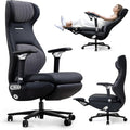 EMIAH Ergonomic Office Chair with Foot Rest Electric Reclining Office Chair with Adjustable Headrest, 8D Coordinated Armrests High Back Computer Chair with Lumbar Support,Sustainable Leather(Black)