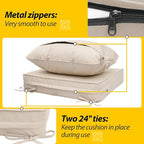AAAAAcessories Outdoor Deep Seat Cushions, Waterproof, Fade-Resistant Patio Furniture Replacement Cushions, 24" x 24" x 5", Set of 2, Sandstone Beige
