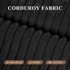 Boneless Couches for Living Room 104",Modular Sectional Sofa with Ottoman,Cloud Couch in a Box,Sponge Compression U Shaped Sofas with Chaise No Assembly Required(Black-Corduroy Fabric) 1pcs