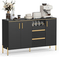 VASAGLE Buffet Cabinet with Storage, Sideboard, Kitchen Cabinet with Drawers, Adjustable Shelf, Fluted Drawer Front, for Living Room, Modern, Ink Black UBBC691B01