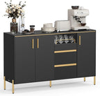 VASAGLE Buffet Cabinet with Storage, Sideboard, Kitchen Cabinet with Drawers, Adjustable Shelf, Fluted Drawer Front, for Living Room, Modern, Ink Black UBBC691B01