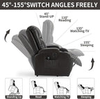 PELUMY Manual Lift Recliner Chair for Elderly with Massage & Heat, Oversized Heavy Duty 350 lbs Recliner with Cup Holders & USB Ports, Infinite Positioning Lift Chair (Breathable Leather, Dark Brown)