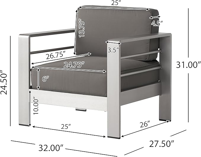 Christopher Knight Home Cape Coral Outdoor Aluminum Chat Set with Fire Table, Khaki / Light Grey