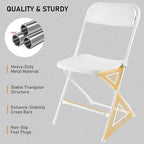SEALAMB Plastic Folding Chairs 16 Pack, White Commercial Portable Indoor/Outdoor Chairs for Home Office, Wedding, Events Parties with Steel Frame, 350lbs Capacity (White-Plastic, 16 Pack)