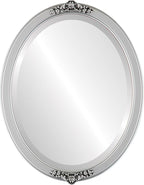 OVALCREST Oval Beveled Wall Mirror for Home Decor - Athena Style - Silver Spray - 26" x 22" Outside Dimensions