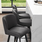 Swivel Counter Height Bar Stools Set of 3, 30''H Upholstered Barstools with Backs, Modern Bar Stool Chairs for Kitchen Island, Metal Legs, Fabric, Black Grey Stools Counter Chair