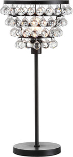 JONATHAN Y JYL9004A Buckingham 25" Crystal/Metal Table Lamp Modern Contemporary Bedside Desk Nightstand Lamp for Bedroom Living Room Office College Bookcase, Bronze