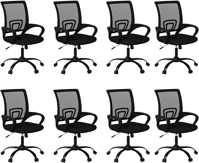 Bonzy Home Ergonomic Conference Room Chairs Set of 8, Rolling Conference Chair with Wheels, Mesh Computer Desk Chair Office Chairs with 360°Swivel, Height Adjustable, 8 Pack