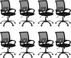 Bonzy Home Ergonomic Conference Room Chairs Set of 8, Rolling Conference Chair with Wheels, Mesh Computer Desk Chair Office Chairs with 360°Swivel, Height Adjustable, 8 Pack