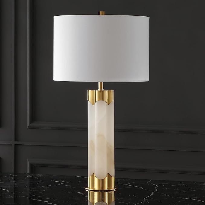 SAFAVIEH Couture Lighting Collection Chavez Alabaster/Gold 28-inch Bedroom Living Room Home Office Desk Nightstand Table Lamp (LED Bulb Included)