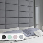 Art3d Peel and Stick Headboard for Full in Grey, Pack of 6 Panels Sized 9.84" x 23.62", Soundproof Wall Panels 3D, Upholstered Wall Panel