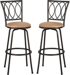 VECELO Adjustable Height Barstools 360 Degree Swivel Sturdy Steel Bistro Pub Chair/Comfortable Round Seat Cushions-Set of 2, Style B, Retro Brown