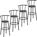 VECELO Bar Stools Set of 4, Swivel Counter Barstools with Backrest, Bar Height Chairs for Dining Room, Kitchen Island, Pub, Easy Assembly, Grey