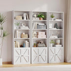 MXV 6 Tier 71" Tall Wooden Bookshelf&Bookcase with Doors, Storage Shelves Organizer, Floor Standing Modern Display Cabinet Shelves, Home Decor Furniture for Home Office, Living Room, Bedroom, White