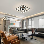 GEADI Led Ceiling Light, Modern 4-Square Ceiling Lamp 52W Dimmable Flush Mount Ceiling Chandelier for Living Dining Room Bedroom Kitchen, Black
