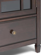 SIMPLIHOME Connaught SOLID WOOD 46 Inch Wide Traditional Tall Storage Cabinet in Dark Chestnut Brown, For the Living Room, Entryway and Family Room