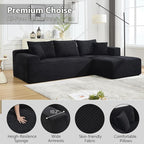 PELUMY 108.7" L-Shaped Modular Sectional Sofa with Oversized Chaise, Cloud Couch with Memory Foam, No Assembly Required Sleeper Sofa for Small Space Living Room, Apartment (Black, Corduroy)