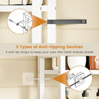 Over The Toilet Storage Rack, 3-Tier Bathroom Organizer Over Toilet, Wooden Above Toilet Storage Shelf, Space Saver, Freestanding BathroomStorage Metal Shelf, Easy to Assemble, White