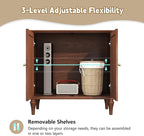ARTPOWER Brown Sideboard Buffet Cabinet with Storage, Mid-Century Modern Storage Cabinet with 2 Doors and Adjustable Shelves, Accent Style Sideboard for Entryway, Dining Room, Living Room
