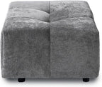 JACH Modern Ottoman Seat for Living Room, Linen Fabric Ottomans, Minimalist Foot Stool, Comfy Breathable Footstool for Living Room Apartment (Grey)