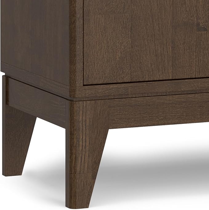 SIMPLIHOME Harper Solid Hardwood 40 inch Wide Mid Century Modern Entryway Storage Cabinet in Walnut Brown for The Living Room, Entryway and Family Room