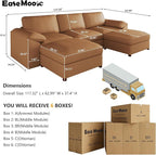 EASE MOOSE Oversized Modular Sectional Sofa,Leather Sectional Couch with Deep Seat,Extra Large U Shaped Couch,Modern Comfy Scratch Resistant Faux Leather Material Sofa,Brown