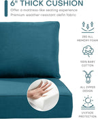 Luxury 24x24x6 Inch Outdoor Cushions for 5 Peice Patio Furniture Set - Set of 5 Water-Resistant Pillow for Dining Rocking Swivel Chairs Loveseat Couch Sectional Sofa - Peacock Blue
