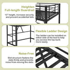 VECELO Metal Loft Bed Twin Size, Heavy Duty Bedframe with Removable Ladder and Safety Guardrail, Space-Saving, Noise Free, No Box Spring Needed, Matte Black