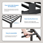 ROIL 14 inch King Size Bed Frame Metal Platform No Box Spring Needed with Headboard Hole Round Corner Legs Mattress Stoppers Retainers 3500LBS Heavy Duty Steel Slats Noise-Free