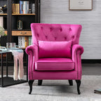 chairus Mid-Century Modern Accent Chairs Set of 2, Comfy Tufted Single Sofa Chair Wingback Armchair with Pillow for Club, Living Room, Bedroom - Velvet, Rose