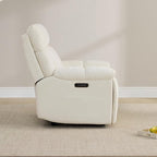 CHITA Oversized Power Recliner Chair with Bluetooth Speakers for Adults, Lay Flat Recliner with Power Lumbar Support, Manual Winged Headrest and USB & Type-C Charging Ports, Cream