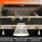 56IN Grey Bathroom Vanity Set - Floating Bathroom Vanity with Single Sink | Including LED Smart Defogging Mirror Cabinet & Time Display Function, Equipped with Motion Sensing Light Strip (Style A)