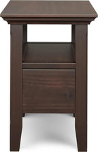 SIMPLIHOME Acadian 19-inch Wide Solid Wood End Table with Drawer and Open Shelf in Brunette Brown for Living Room, Bedroom, or Entryway