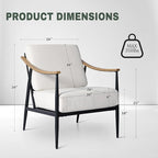 Modern Accent Chair for Living Room Bedroom Mid Century Arm Chair Upholstered Office Accent Chair Comfy Waiting Room Chair with Metal Frame, Cream White