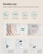 SONGMICS Shoe Rack Organizer, 4-Tier Shoe Storage Cabinet for Closet and Entryway, Holds 16 Pairs of Shoes, Adjustable, Cloud White and Trasparent ULPC032W01