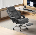 Home Office Desk Chair, 90°-160° Reclining, High Back Executive OfficeChair 400LBS with Footrest, Ergonomic Scratch-Resistant Faux Leather Computer Gaming Chair with Lumbar Support