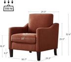 VKNOW Mid Century Modern Accent Chair, Upholstered Living Room Chairs Armchair for Bedroom, Comfy Reading Accent Chairs with Wood Legs for Living Room, Orange